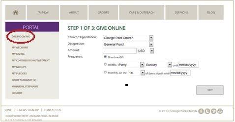 portal - online giving pic